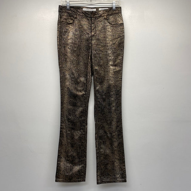 Jones New York Size 4 Women's Brown-Multi Animal Print Straight Leg Jeans