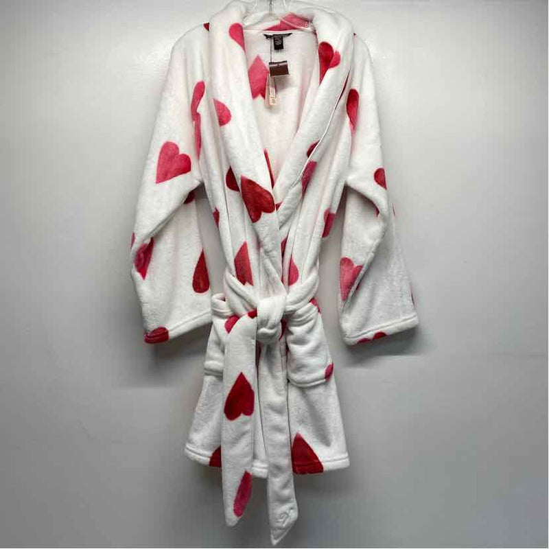 Victoria's Secret Women's White-Pink Heart Belted Robe