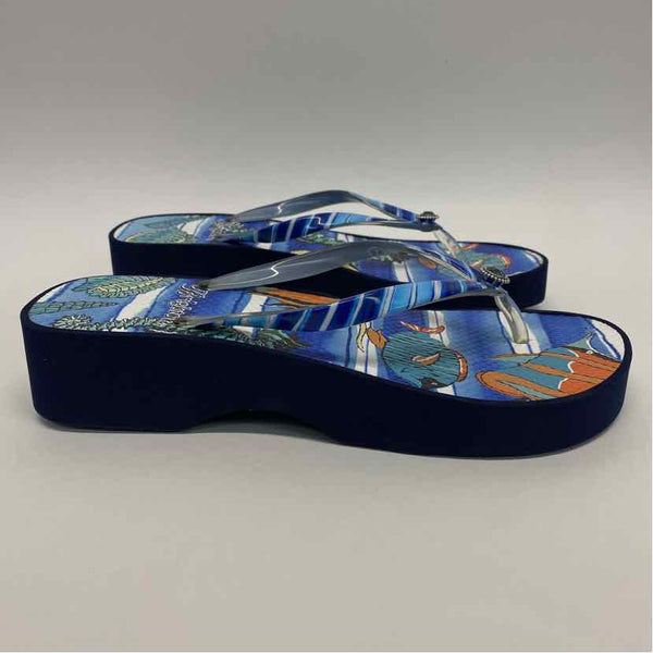 Brighton Size 7 Women's Blue-Multi Pattern Camel Toe Sandals