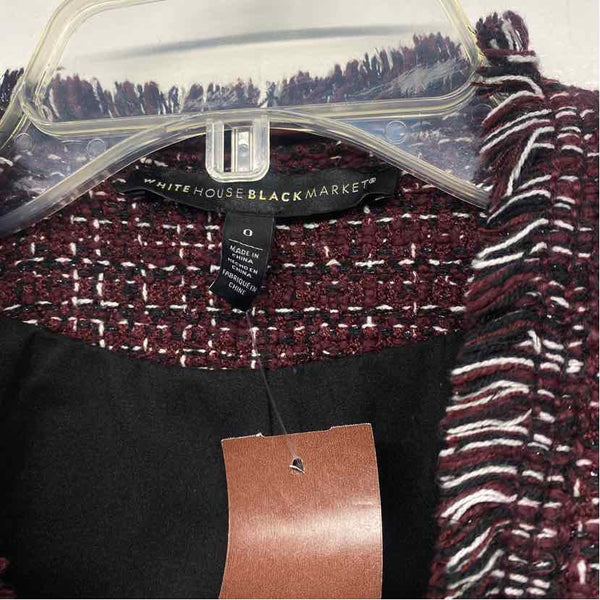 White House Black Market Women's Size 0-XS Burgundy-Multi Tweed Jacket