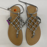 Unbranded Size 8.5 Women's Silver Beaded Flats-Camel Toe Sandals