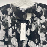 Calvin Klein Size M Women's Black-White Floral V Neck Blouse