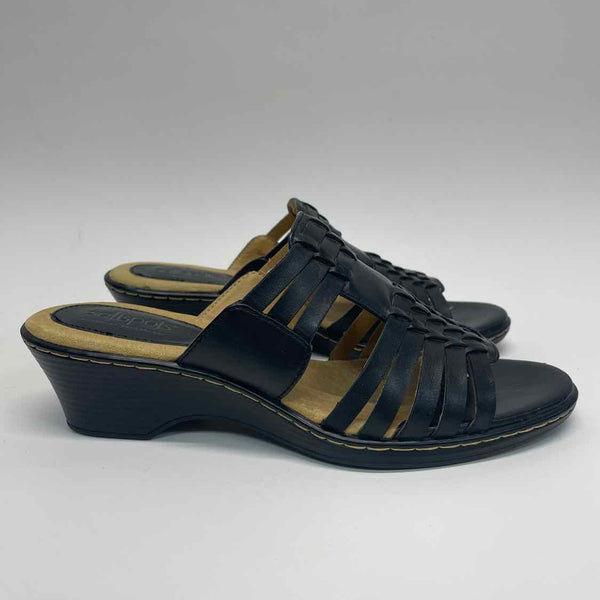 Softspots Size 8.5 Women's Black Solid Slip On Sandals