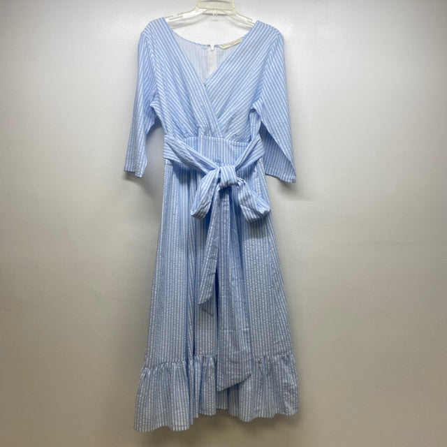 Wayward  Fancies Women's Size 2 Xl-16 Blue-White Striped Long Sleeve Dress