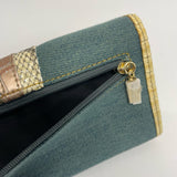 Guess Green-Tan Denim Wallet