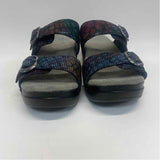 Dansko Size 38-7.5 Women's Black-Multi Iridescent Slip On Sandals