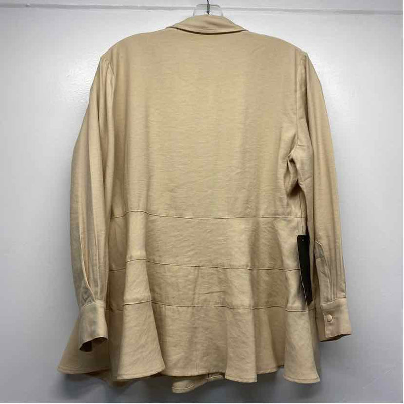 Pomander Place Size M Women's Tan Solid Button Up Shirt