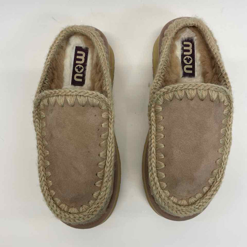 Mou Size 38-7.5 Women's Camel Crochet Platform Clogs