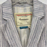 Cartonnier - Anthropologie Women's Size 4-S White-Blue Stripe Blazer Jacket