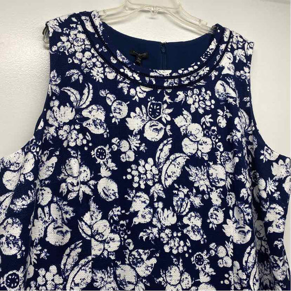 Talbots Size 22-3x Women's Navy-White Pattern Sheath Dress