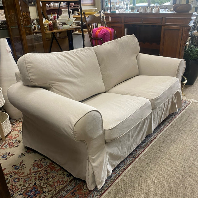 Ikea Beige Fabric Solid Loveseat