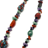 Multi beaded necklace- Amethyst, carnelian, Necklace