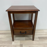 Pier 1 One Drawer Brown Wood Side Table