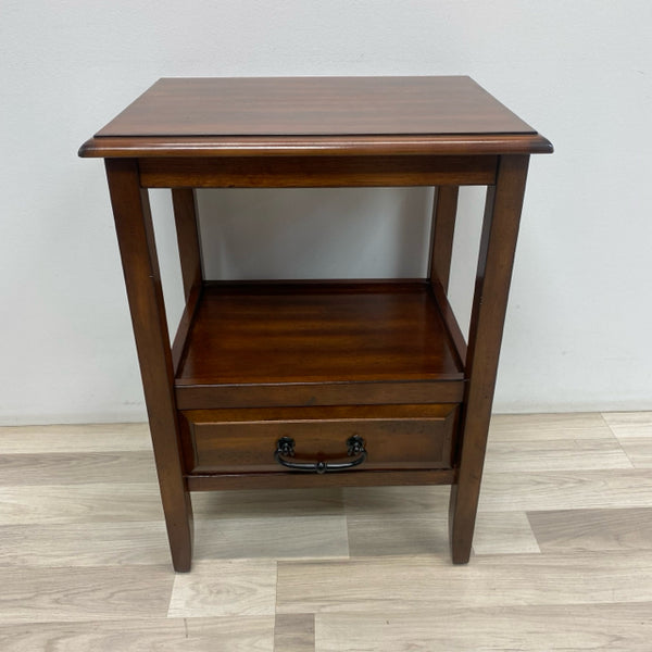 Pier 1 One Drawer Brown Wood Side Table