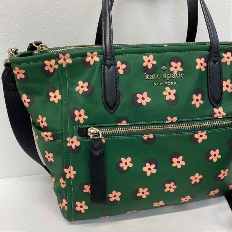 Kate Spade Green-Multi Fabric Floral Nylon Crossbody Handbag