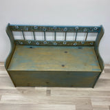 Hand Painted Blue-Multi Floral Wood Storage Bench