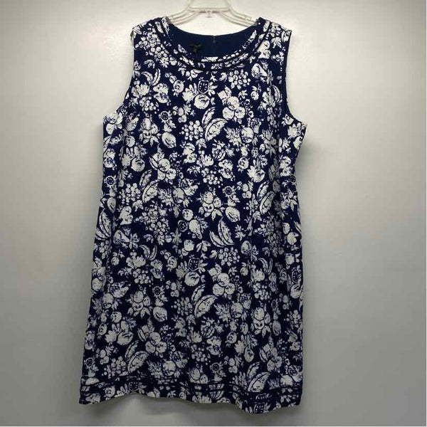 Talbots Size 22-3x Women's Navy-White Pattern Sheath Dress
