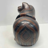 Cat figurine Anglo- indian Hand-carved mahogany. with hidden compartment