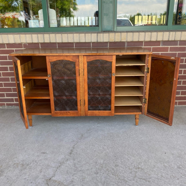 Brown Wood Sideboard with Acrylic doors