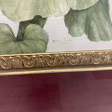Pink Flower with green leaves signed Painting