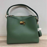 Green Faux Leather Pebbled Shoulder Handbag