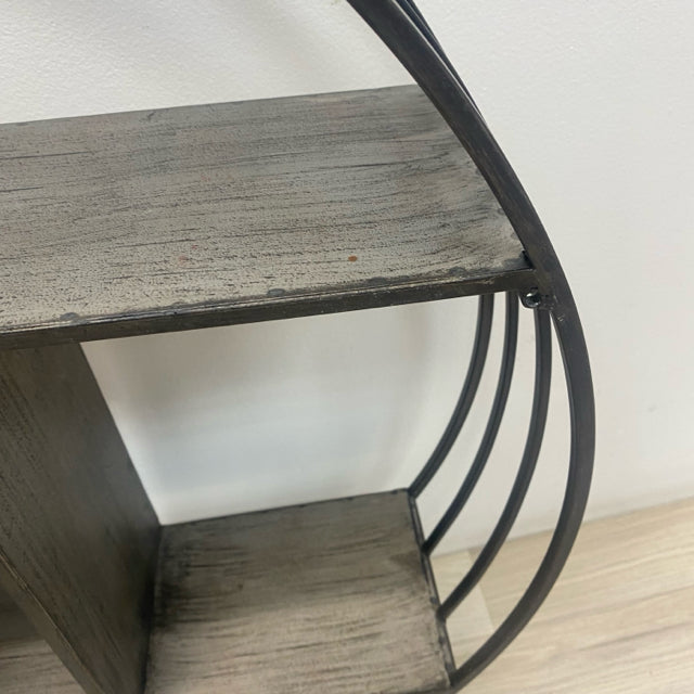 Hanging Gray Metal Round Shelf Unit