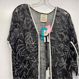 Poetic Threads Women's Size One fits most Black-White Embroidered Kimono Wrap