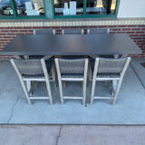 Martha Stewart Gray Bar Height Table with 6 wicker chairs