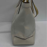 Coach Beige Leather Embossed Trademark Tote Handbag