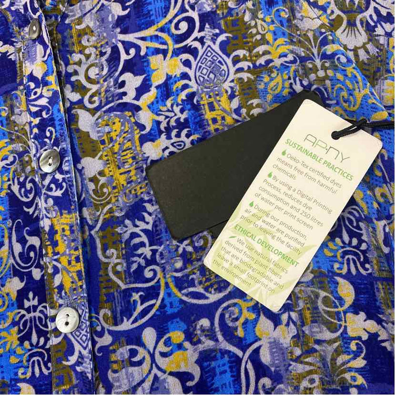 APNY Size S Women's Blue-Multi Pattern Button Up Shirt