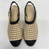 Tory Burch Size 9 Women's Beige-Black Cut Out Slingback Espadrilles Shoes