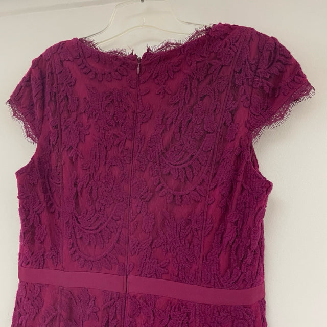 Adrianna Papell Size 12-L Women's Fuschia Solid Cap Sleeve Dress