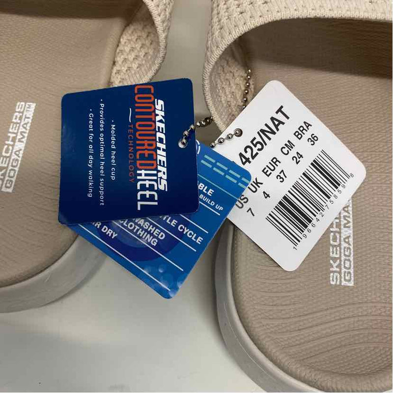 Skechers Goga Mat Size 7 Women's Tan Cut Out Slip On Sandals