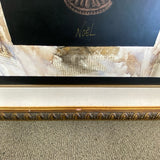 Wood framed canvas print of pedestal bowl of fruit signed Noel