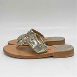 Palm Beach Size 7.5 Women's Gold Solid Camel Toe Sandals