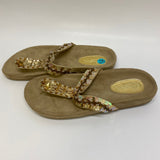 Candie's Women's Size 7-8 Beige Beaded Flats Camel Toe Sandals