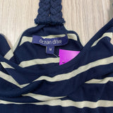 Ocean Drive Size M Women's Navy-White Stripe Racerback Sleeveless Top