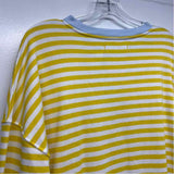 We the Free Women's Size M Yellow-Multicolor Stripe Crew Neck Sweatshirt