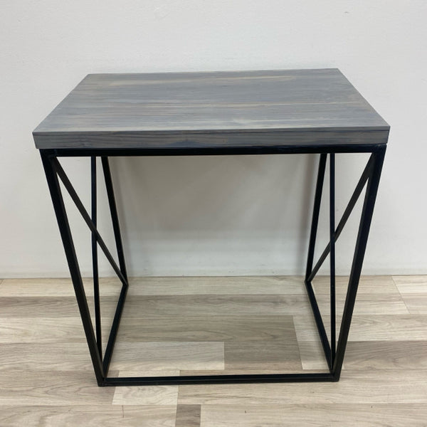 Gray-Black Metal-Wood Table