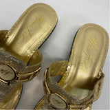 Marc Fisher Size 8.5 Women's Gold Shimmer Camel Toe Sandals