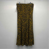 Karen Kane Size L-10 Women's Black-Yellow Pattern A Line Skirt