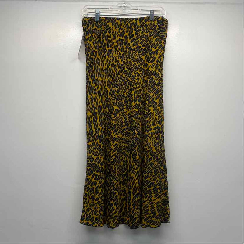 Karen Kane Size L-10 Women's Black-Yellow Pattern A Line Skirt