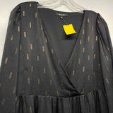 Madewell Size L Women's Black-Gold Pattern Fit And Flare Dress