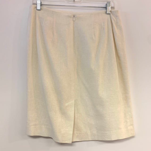 Alberto Makali Size 6 Off White Solid Pencil-Knee Skirt
