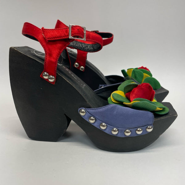 Jeffrey Campbell - Havana Size 8 Women's Black-Multi Color Block Sandals Shoes