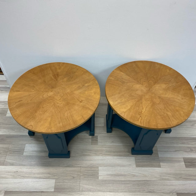 Natural Teal Wood Side Table