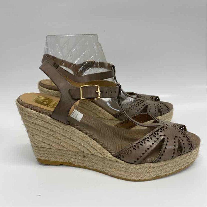 Kanna Size 41-11 Women's Taupe Cut Out Wedge Sandals