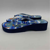 Brighton Size 7 Women's Blue-Multi Pattern Camel Toe Sandals