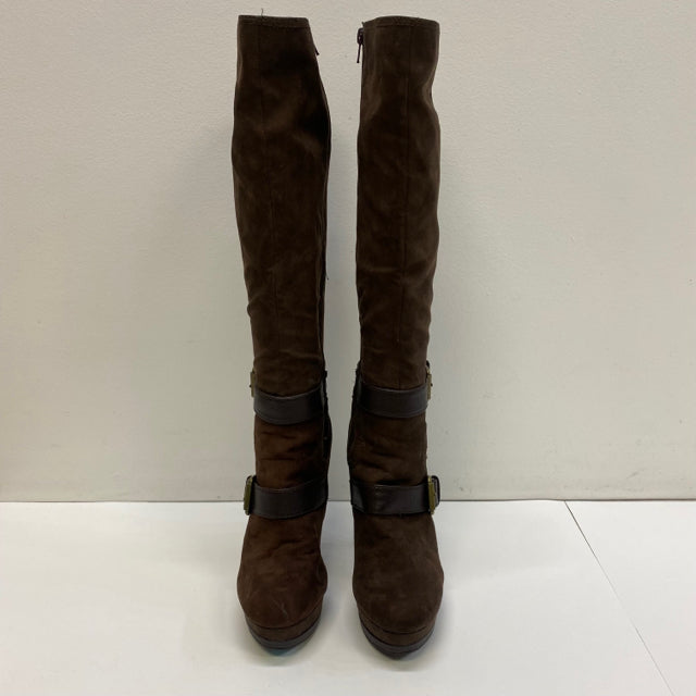 Guess Size 7.5 Women's Brown Solid Tall-High Heels Boots