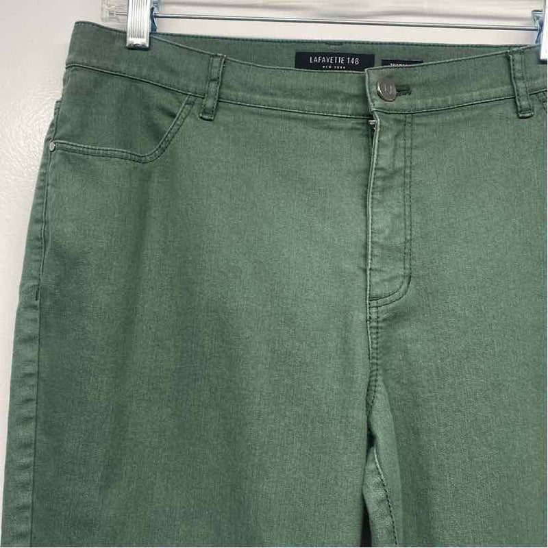 Lafayette 148 Thompson Size 8 Women's Green Solid Straight Leg Jeans